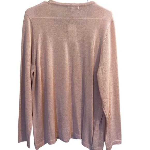 NOTATIONS Blouse Top Size XL Pink Metallic Long Sleeve Sweater Shirt Faux C… - Picture 2 of 9